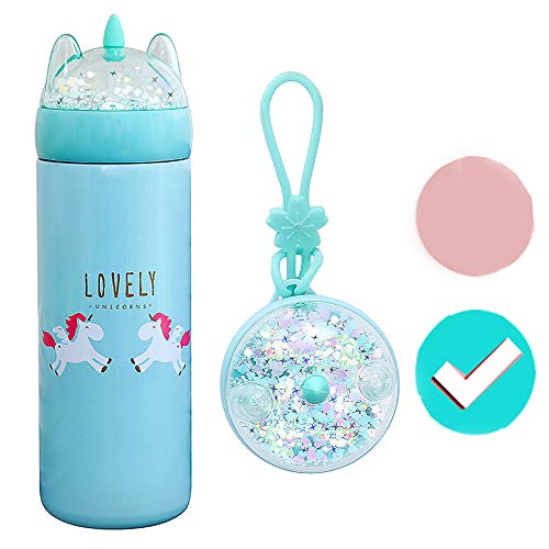 Bentology Stainless Steel 13 oz Unicorn Insulated Water Bottle for Girls ?  Easy to Use for Kids - Reusable Spill Proof BPA-Free Water Bottle