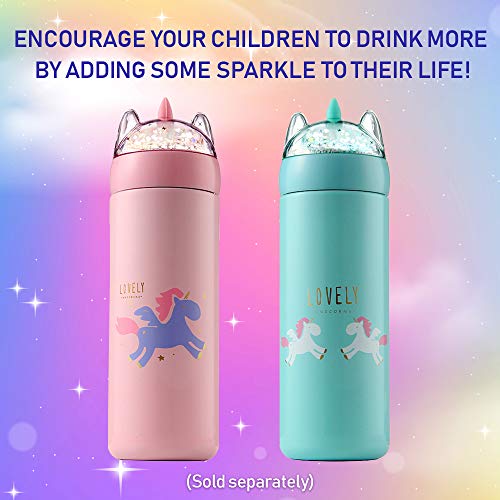 JYPS 400ml Kids Water Bottles with Straw for Girls, Unicorn Stainless Steel  Water Bottle for School, Vacuum Insulated, BPA-Free, Leak-Proof
